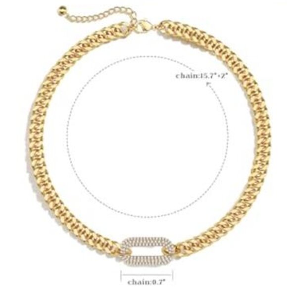 Gold Necklace for Women Trendy - Chunky Herringbone Paperclip Cuban Necklace - Picture 6 of 8